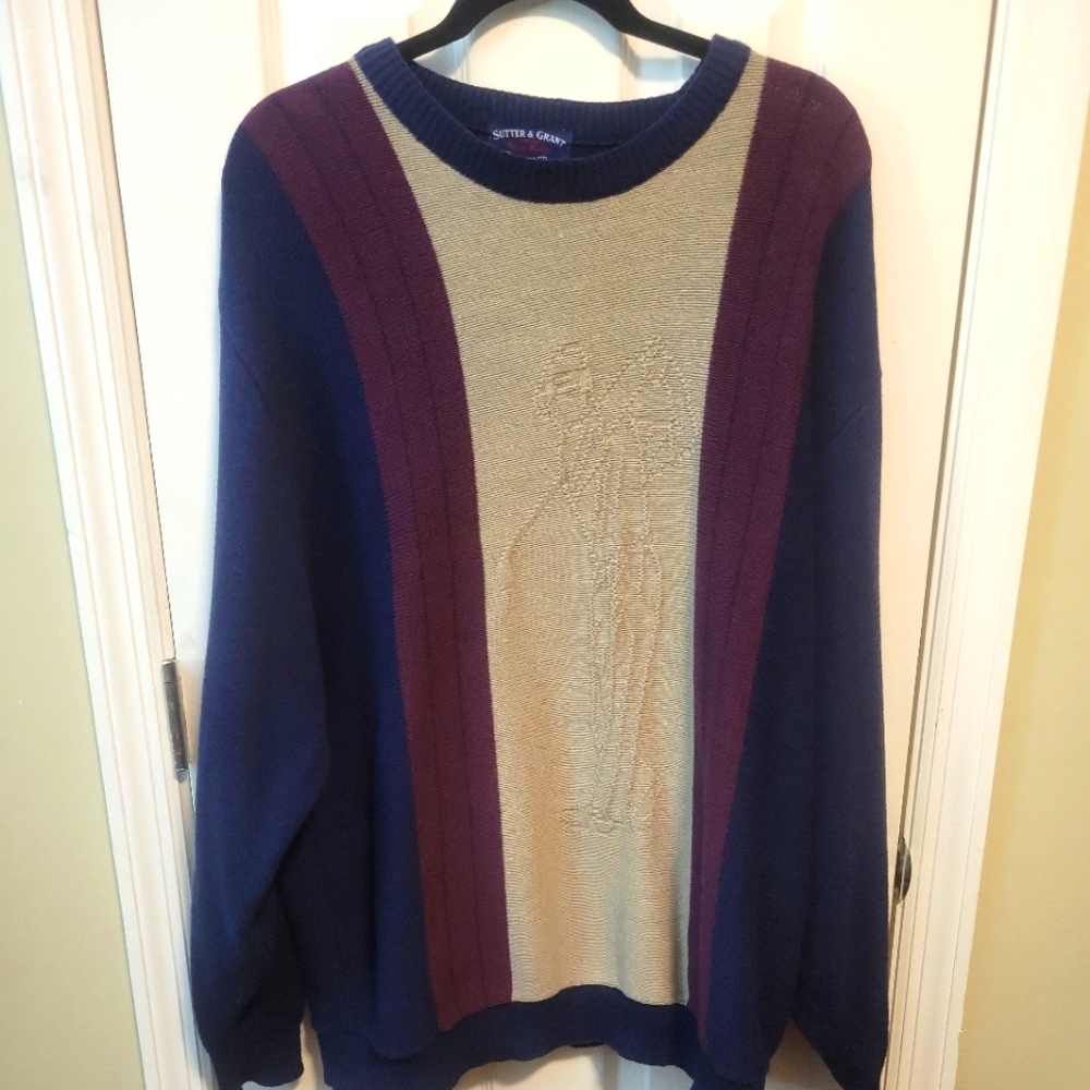 VGT Sutter & Grant Golf Sweater Size XL Mens Cotton Multi Color Knit‎ Pullover